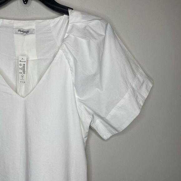 MADEWELL Mini Shirtdress Women XS White V-Neck NEW Shift Dress Pockets NP093 - Picture 4 of 16